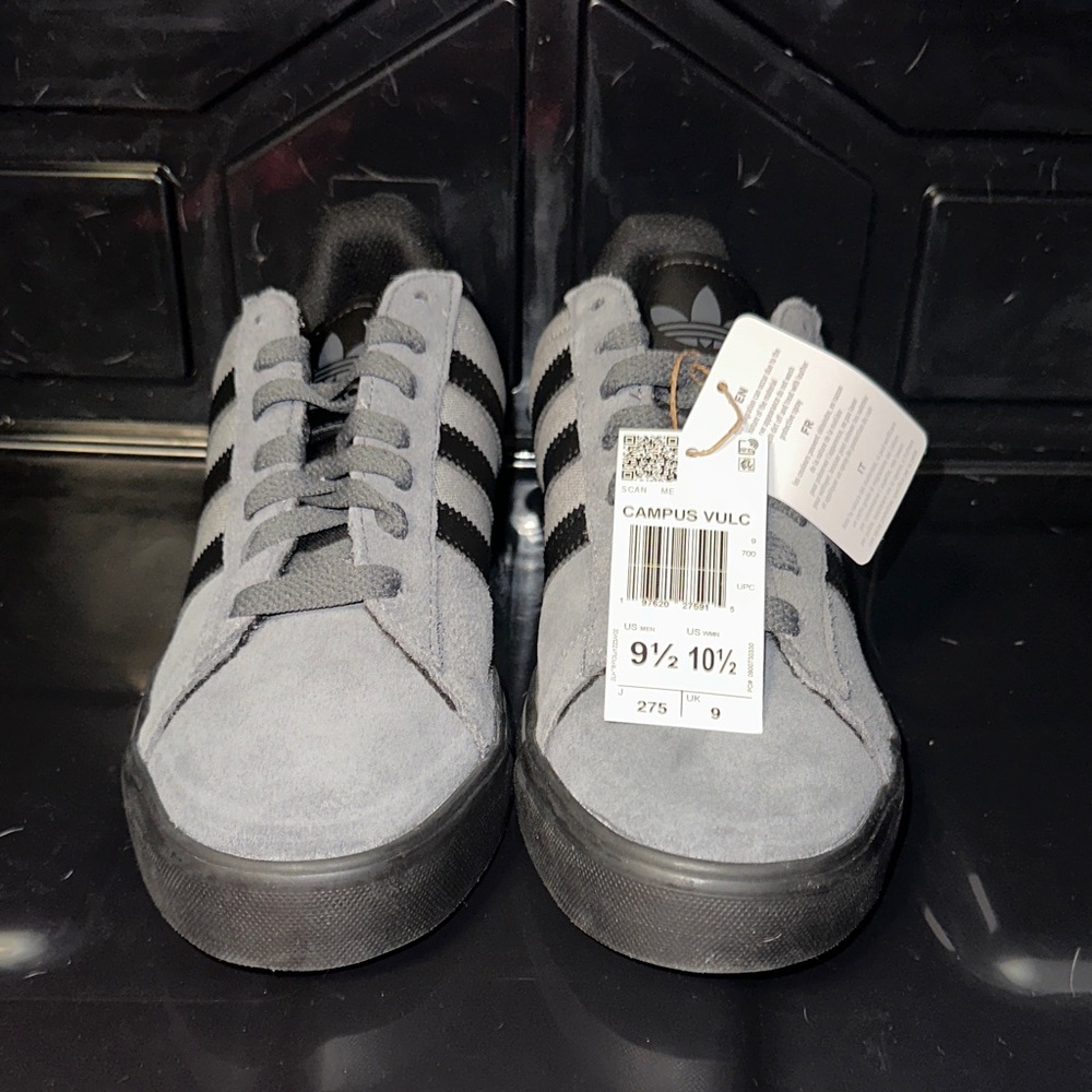 Adidas Campus Vulc Gray and Black Sneakers